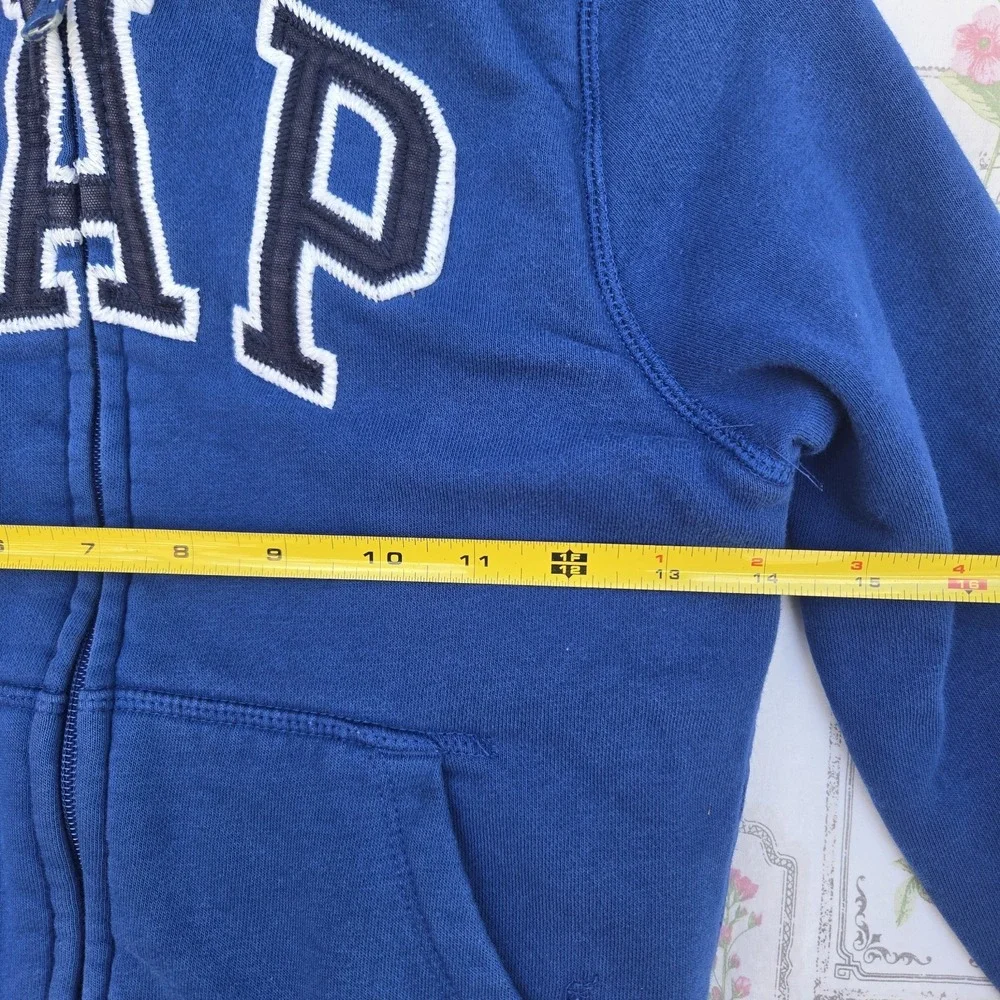 GAP Kids Youth Boys Small 6-7 Blue Full Zip Arch Logo Fleece Hoodie Sweatshirt‎